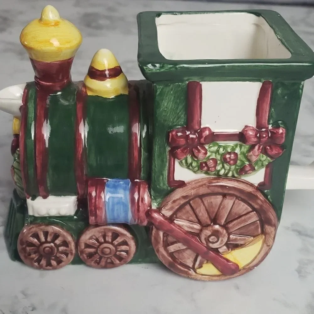 Handpainted Christmas Train Pitcher‎ - Picture 2 of 10